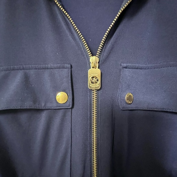 Michael Kors Navy Jumpsuit with Gold Accent - Picture 2 of 10